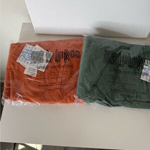 LuLaRoe Forest Green and Orange Leggings